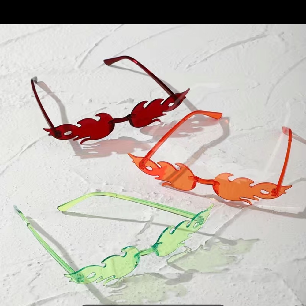 3 pieces fashion flame sun glasses